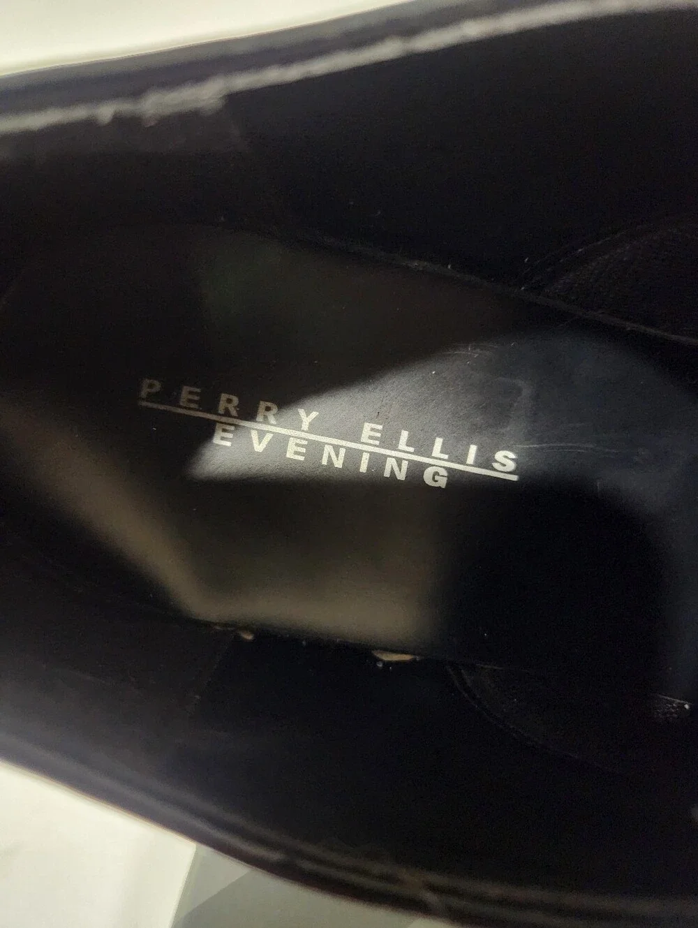 Perry Ellis Evening Black Patent Lace-Up Square Toe Oxfords Size 9M